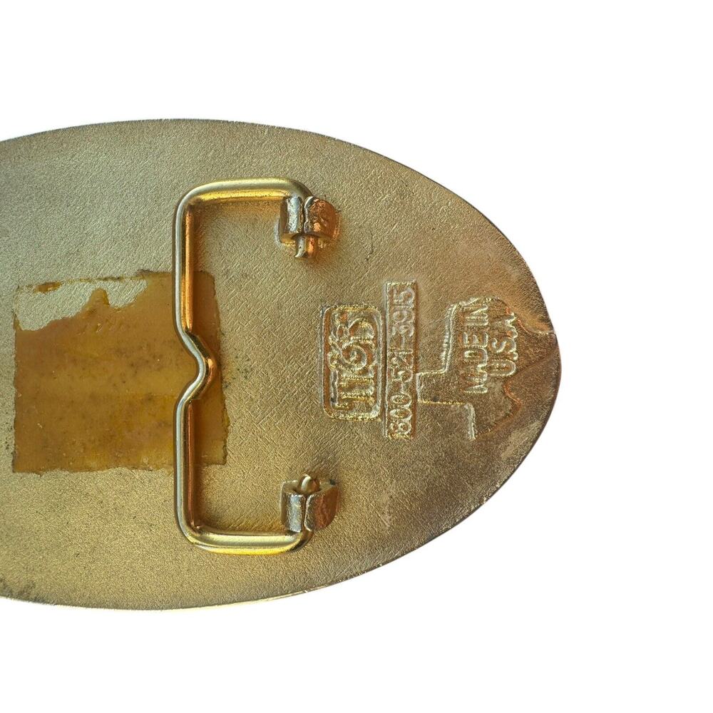 MOBIL Gas Oil International Drilling Services Pegasus Vintage Brass Belt Buckle - Picture 6 of 6